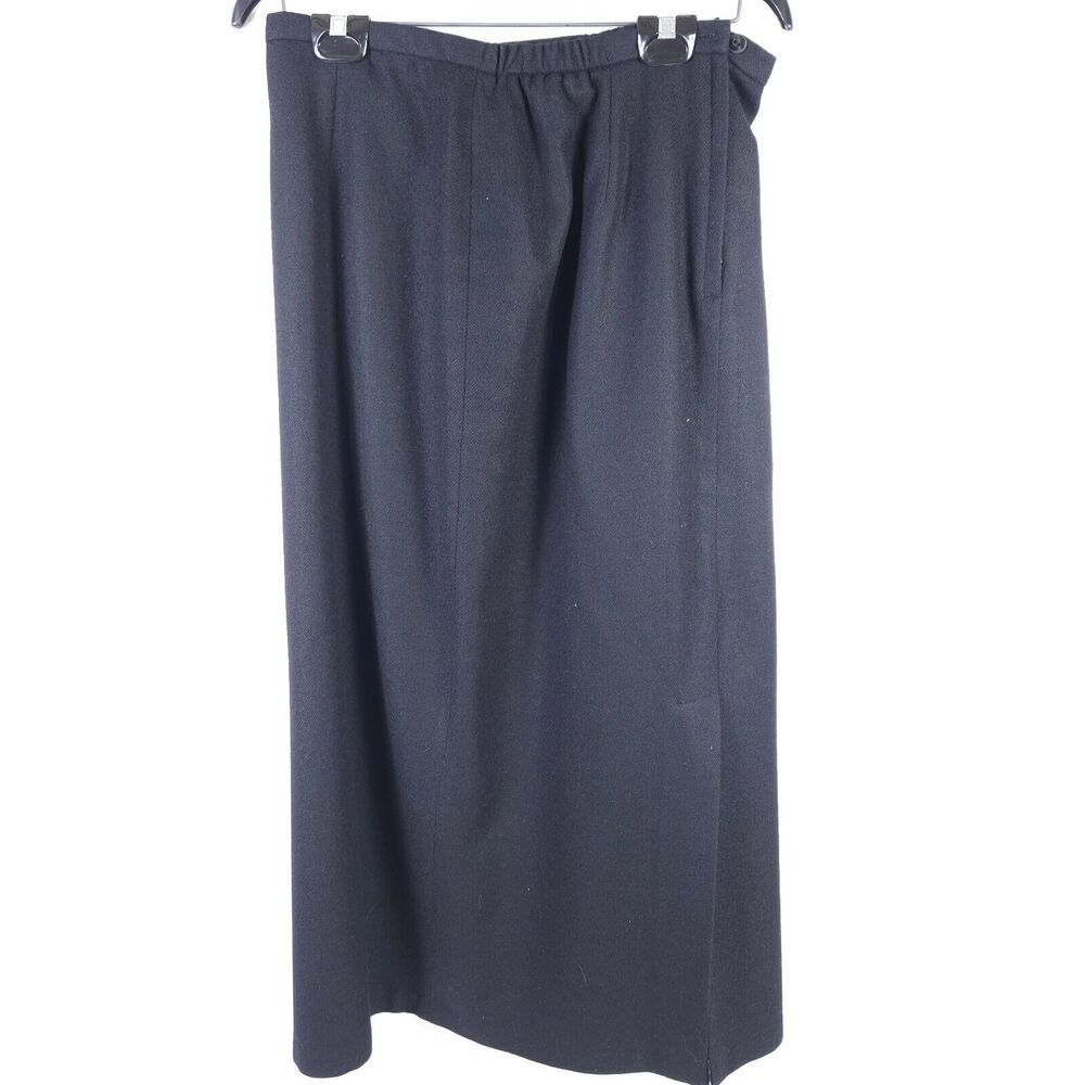 Vintage Sag Harbor Black Pencil Maxi Skirt Womens‎ 14 Wool Blend